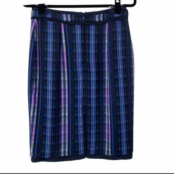 BANANA REPUBLIC Navy & Purple Plaid Y2K Skirt SZ 8 - Picture 8 of 9